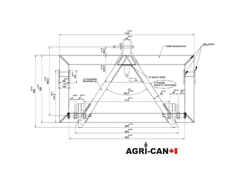 Adapter 3-point hitch to ALO