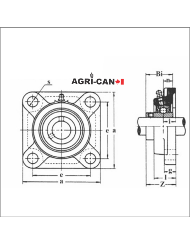 4-Bolt Flange Bearing with Excentric Locking...