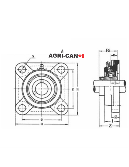 4-Bolt Flange Bearing with Excentric Locking Collar
