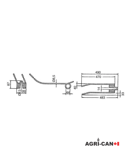 Kuhn Rake Tine - GA, GM Series