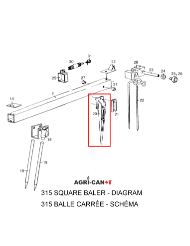 Doigt pour presse à foin New Holland et Case IH