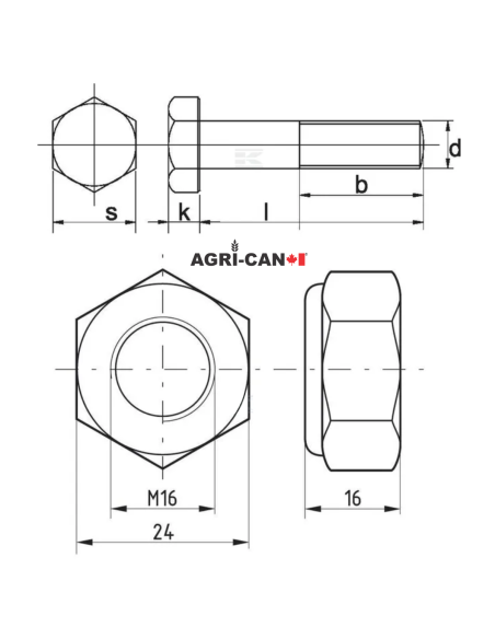 Boulons et écrous - M16 X 110mm - 5/pqt