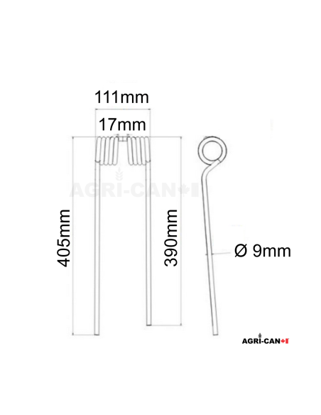 Dent pour faneur Vicon, Hesston, PZ Zweegers et Massey Ferguson – Droite