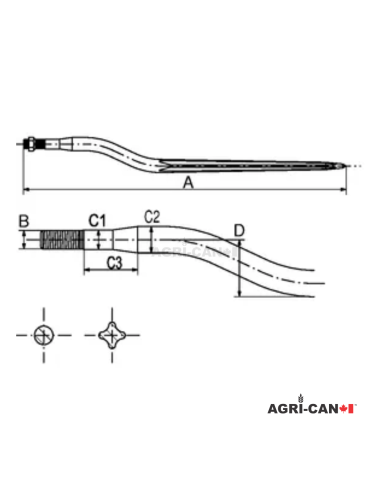 Dent de désileuse 32’’ (820mm) - Coudée -...