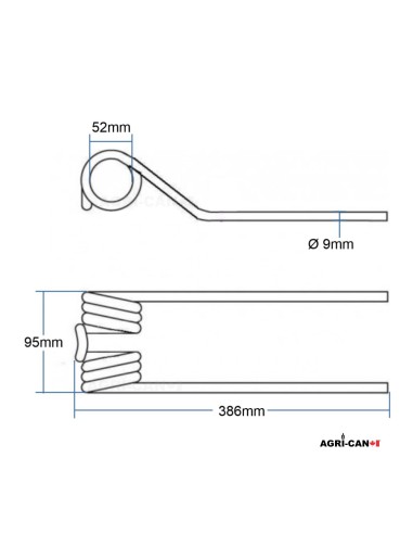 Fella, Fendt, Massey Ferguson Tedder Tine - Ø9.5mm