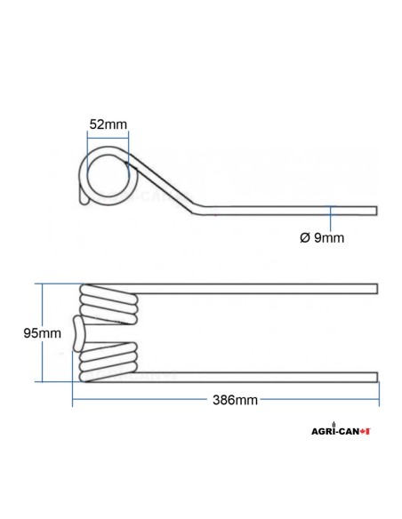 Fella, Fendt, Massey Ferguson Tedder Tine - Ø9.5mm