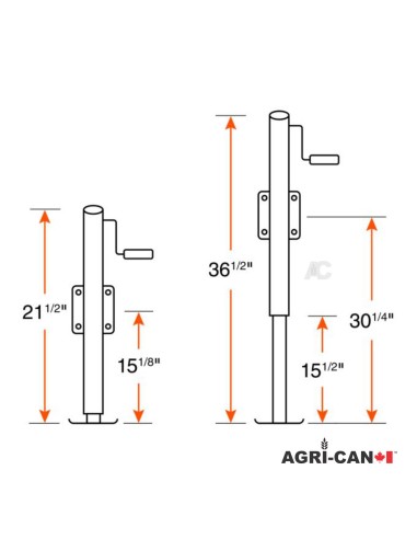 Vérin pivotant 15" poignée de côté - 2000 lbs