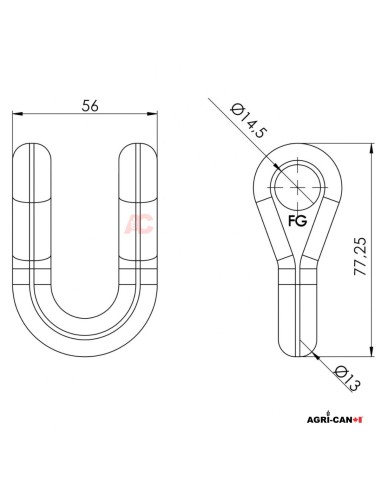 Straight Shackle for Flail – Kuhn, Bomford Turner