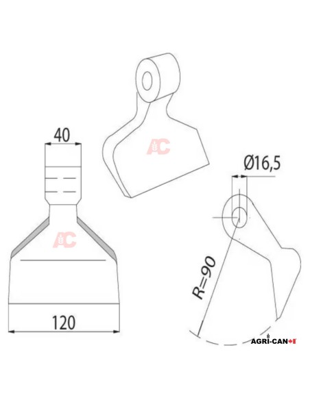 Hammer Flail for Orsi, McConnel, Agricom, Zappator, Alpego and others - Ø16.5mm