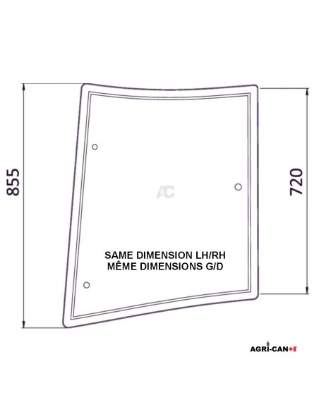Vitre arrière courbée côté gauche pour Massey Ferguson et Challenger - 3902130M1