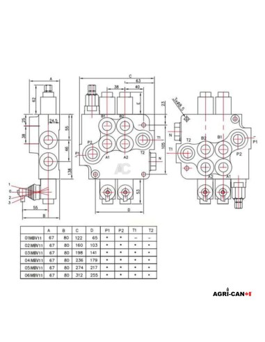 2-Section Hydraulic Monoblock Valve - 80 L/min....