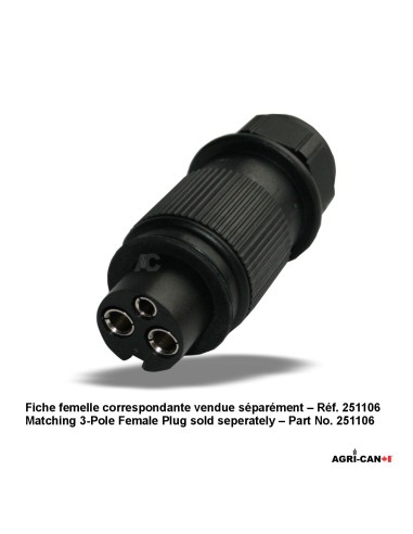 3-Pin Male Socket, Reverse DIN 9680 Type –...
