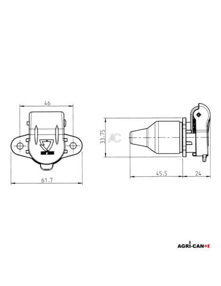 3-Pin Male Socket, Reverse DIN 9680 Type – 1964989C1
