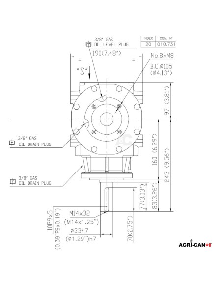 Comer T-311J 1:3 Gearbox – Maschio M07400201R