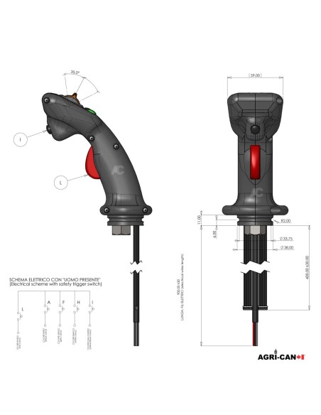 Poignée universelle pour manette (Joystick) multifonctions - M12x1.5