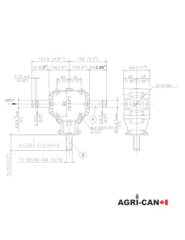 Snowblower gearbox for John Deere, Frontier,...